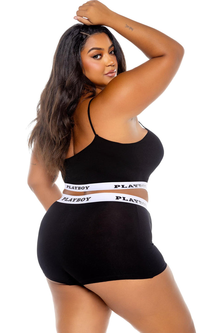 Playboy Bunny Sport Lounge Bralette 2pc Set-Lingerie Sets-SEXYSHOES.COM