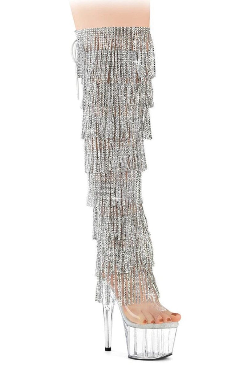 Pleaser Clear Thigh Boots Platform Stripper Shoes | Buy at Sexyshoes.com
