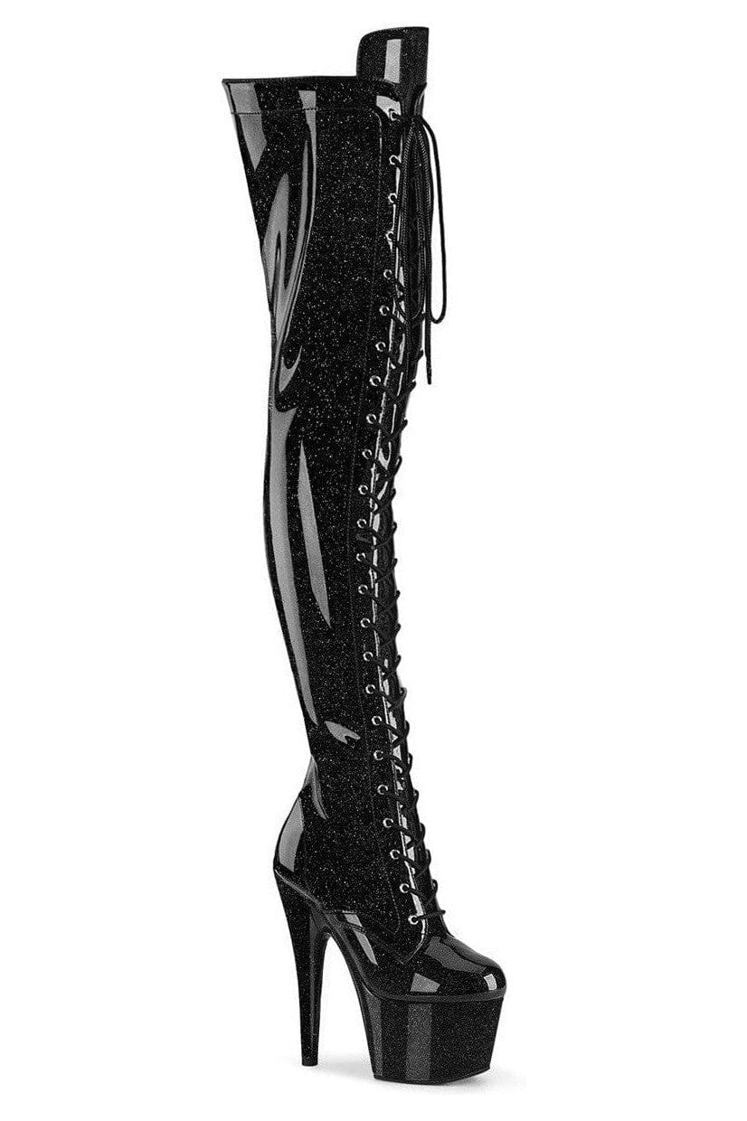 Pleaser Black Thigh Boots Platform Stripper Shoes | Buy at Sexyshoes.com