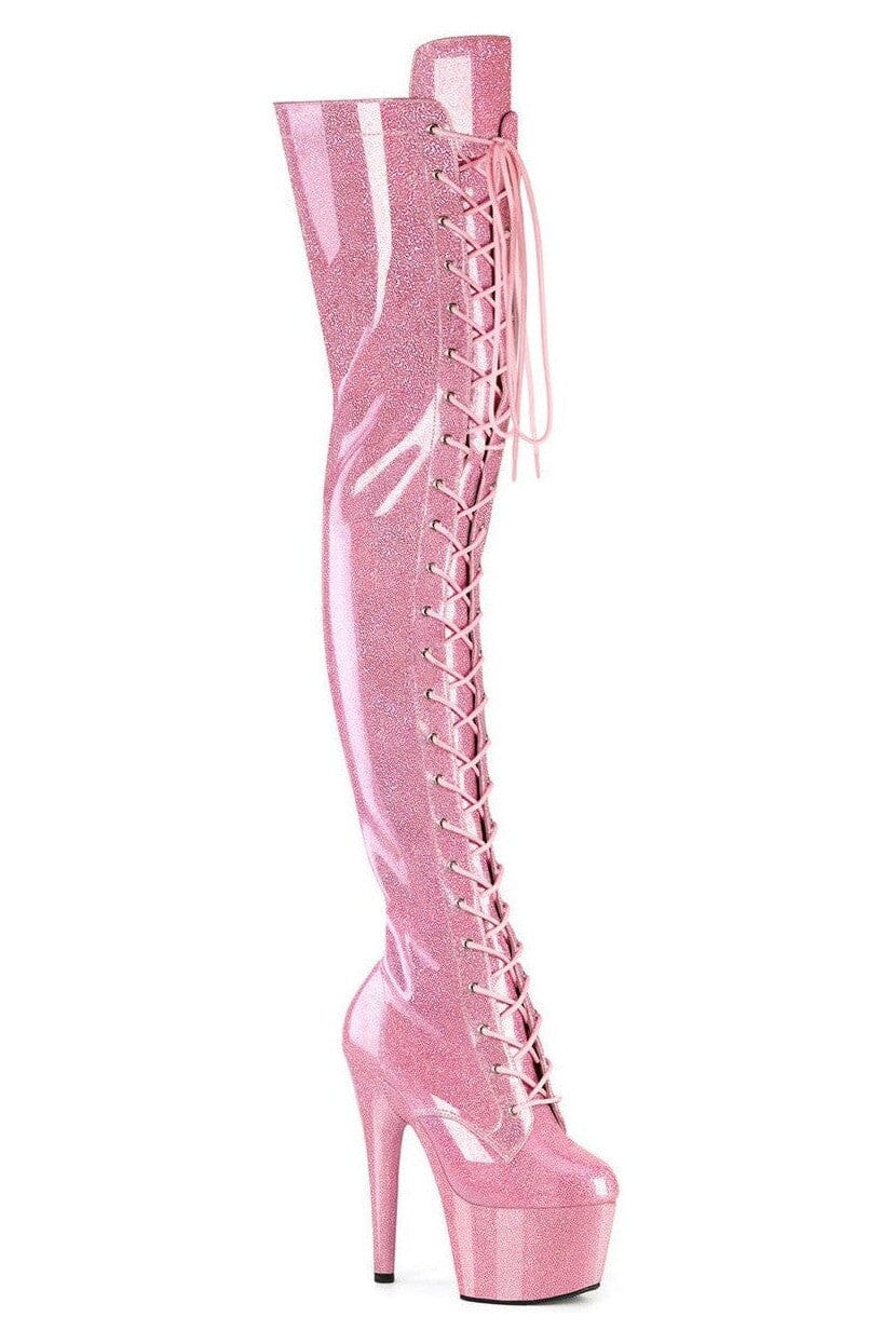 Pleaser Pink Thigh Boots Platform Stripper Shoes | Buy at Sexyshoes.com