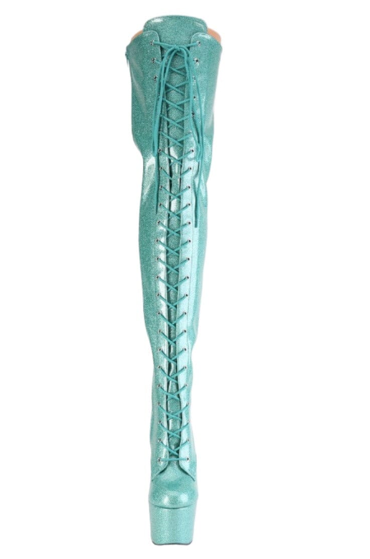 Pleaser  ADORE-3020GP Thigh Boot in Turquoise Patent