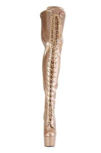 Pleaser  ADORE-3020GP Thigh Boot in Gold Patent