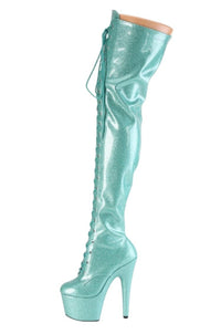Pleaser  ADORE-3020GP Thigh Boot in Turquoise Patent