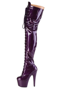 Pleaser  ADORE-3020GP Thigh Boot in Purple Patent