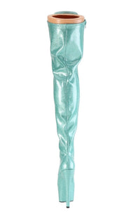 Pleaser  ADORE-3020GP Thigh Boot in Turquoise Patent