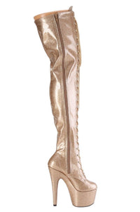 Pleaser  ADORE-3020GP Thigh Boot in Gold Patent