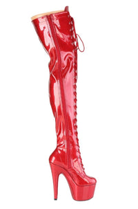 Pleaser  ADORE-3020GP Thigh Boot in Red Patent