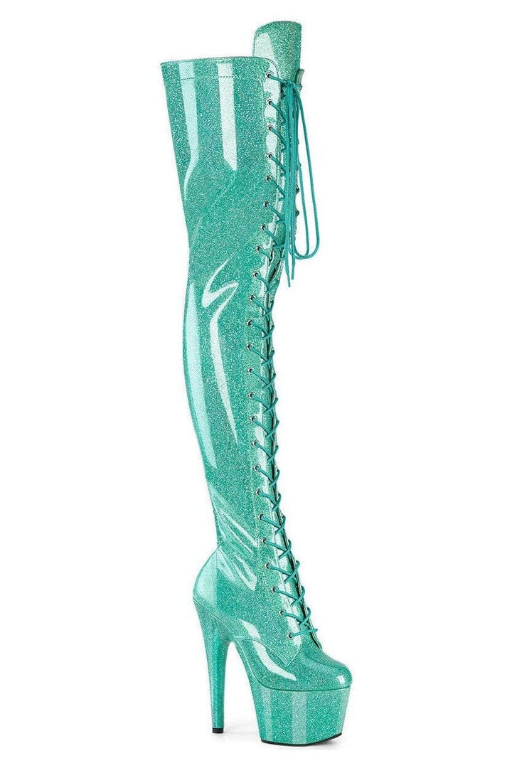 Pleaser Turquoise Thigh Boots Platform Stripper Shoes | Buy at Sexyshoes.com