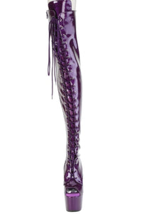Pleaser  ADORE-3021GP Thigh Boot in Purple Patent