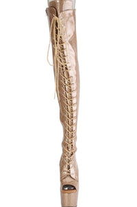 Pleaser  ADORE-3021GP Thigh Boot in Gold Patent