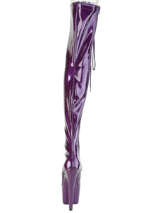 Pleaser  ADORE-3021GP Thigh Boot in Purple Patent