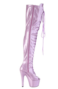 Pleaser  ADORE-3021GP Thigh Boot in Purple Patent