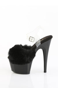 Pleaser  ADORE-708FUR Sandal in Black Faux Fur