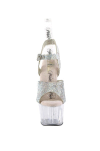 Pleaser  ADORE-708N-RS Sandal in Silver Vinyl