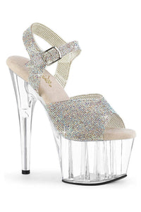 Pleaser  ADORE-708N-RS Sandal in Silver Vinyl from SexyShoes.com