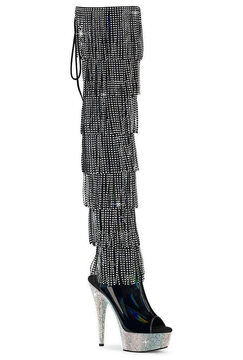 Pleaser Black Thigh Boots Platform Stripper Shoes | Buy at Sexyshoes.com