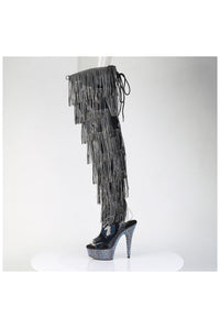 Pleaser  BEJEWELED-3017HG-RSF Thigh Boot in Black Patent