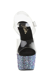Pleaser  BEJEWELED-708MS Sandal in Clear Vinyl