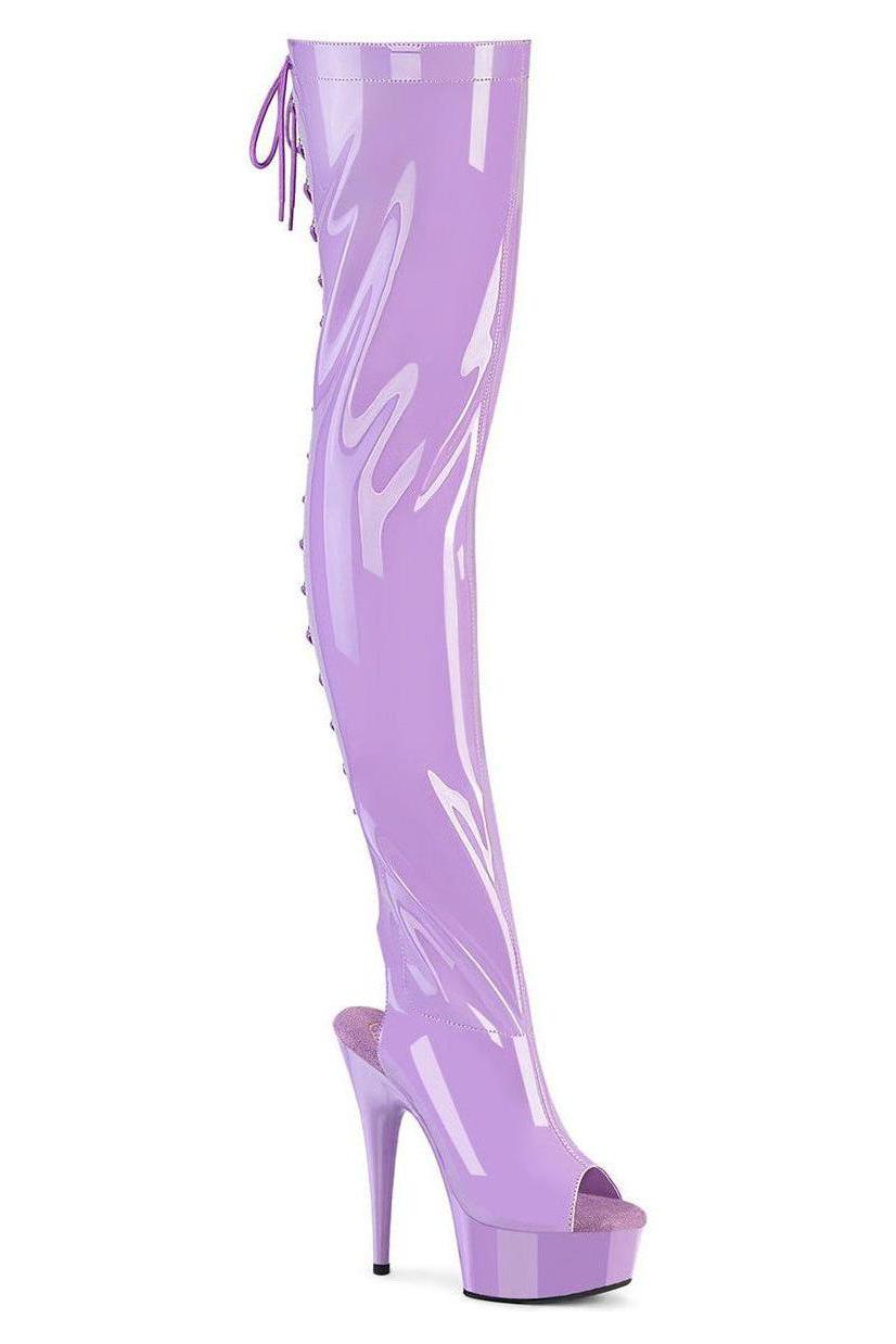 Pleaser  DELIGHT-3017 Thigh Boot in Purple Patent from SexyShoes.com