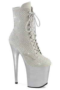 Pleaser  FLAMINGO-1020RM Ankle Boot in Silver Faux Suede from SexyShoes.com