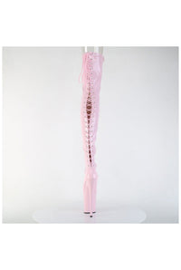 Pleaser  FLAMINGO-3850 Thigh Boot in Pink Patent