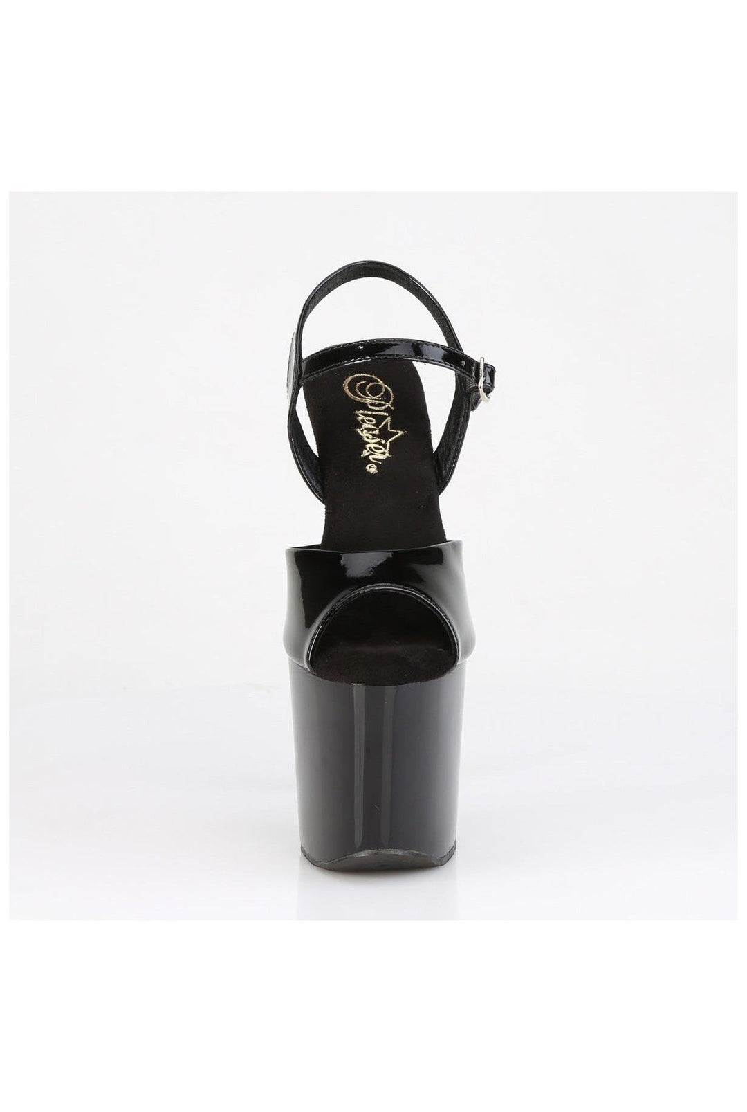 Pleaser  RAZZLE-809 Sandal in Black Patent