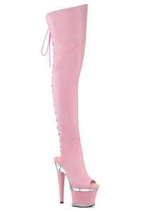 Pleaser  SPECTATOR-3030 Thigh Boot in Pink Faux Leather from SexyShoes.com