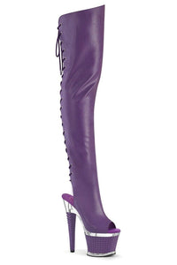 Pleaser  SPECTATOR-3030 Thigh Boot in Purple Faux Leather from SexyShoes.com