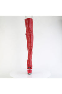 Pleaser  SPECTATOR-3030 Thigh Boot in Red Faux Leather