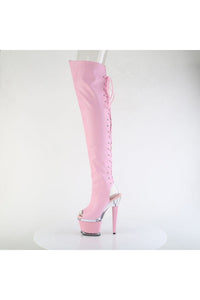 Pleaser  SPECTATOR-3030 Thigh Boot in Pink Faux Leather