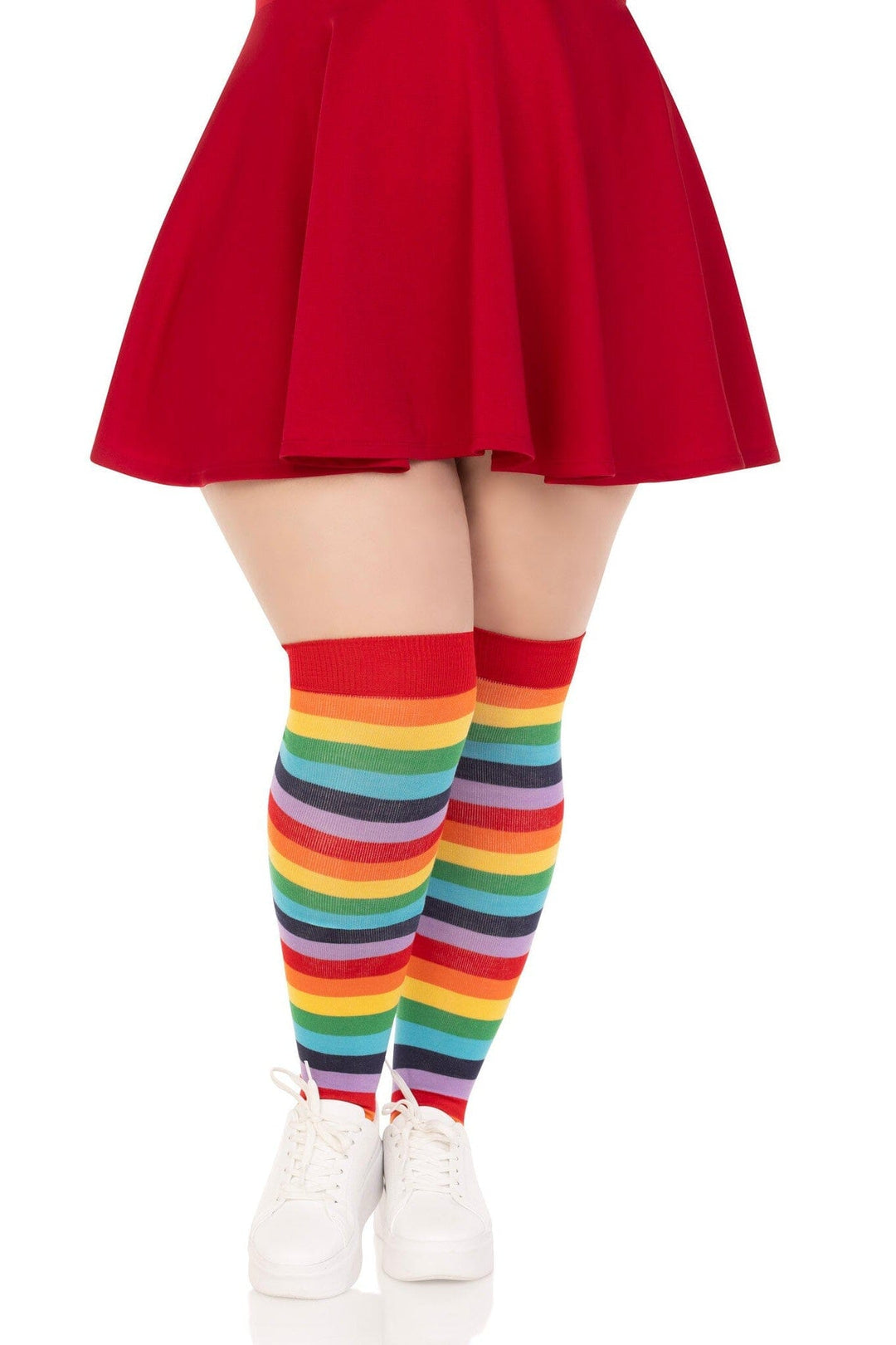 Plus Size Rainbow Thigh High Socks-Thigh High Stockings-SEXYSHOES.COM