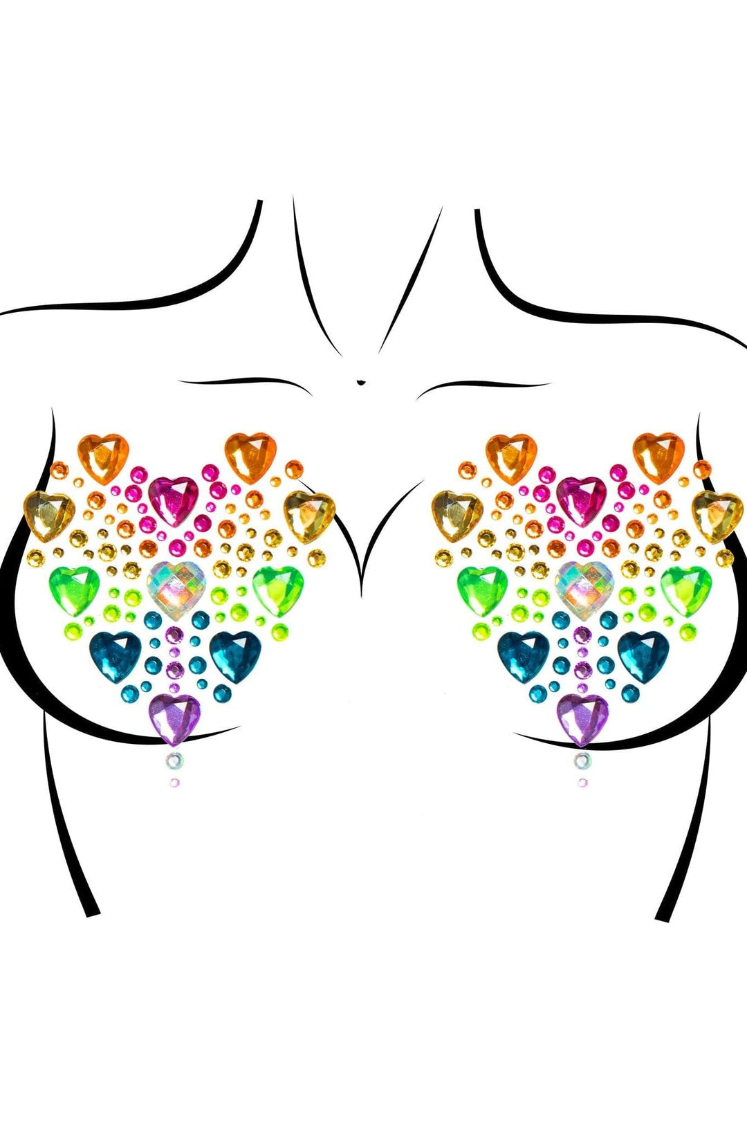 Prism Adhesive Jewel Nipple Stickers And 2 Body Glitter Packets