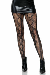 Leg Avenue Python Net Tights in Black  from SexyShoes.com