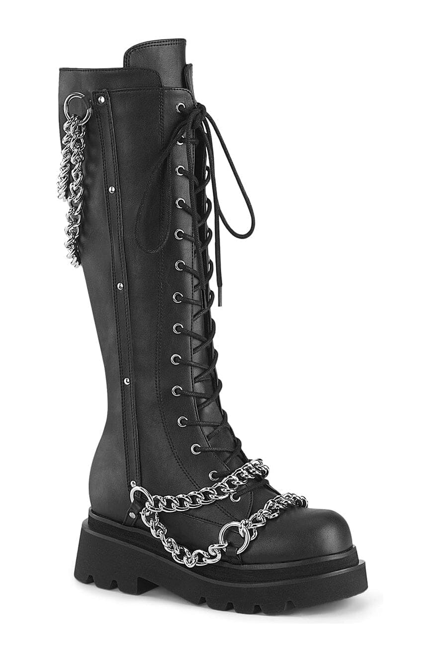 RENEGADE-215 Black Vegan Leather Knee Boot-Knee Boots-SEXYSHOES.COM