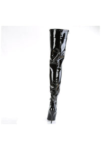 Pleaser SEDUCE-4000 Black Patent Thigh Boot in Black Patent