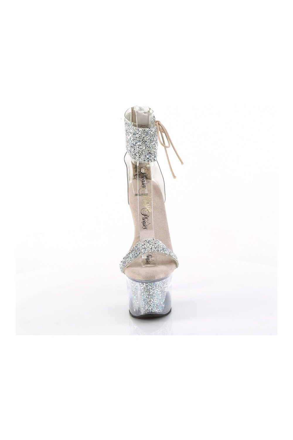 Pleaser SKY-327RSI Silver Sequins Sandal in Silver Sequins