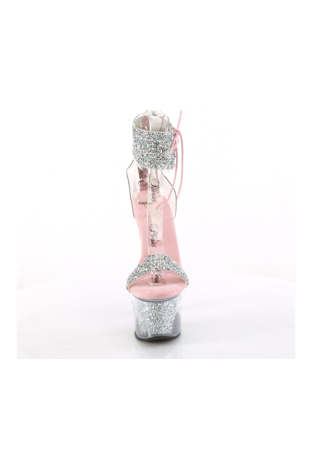 Pleaser SKY-327RSI Silver Vinyl Sandal in Silver Vinyl