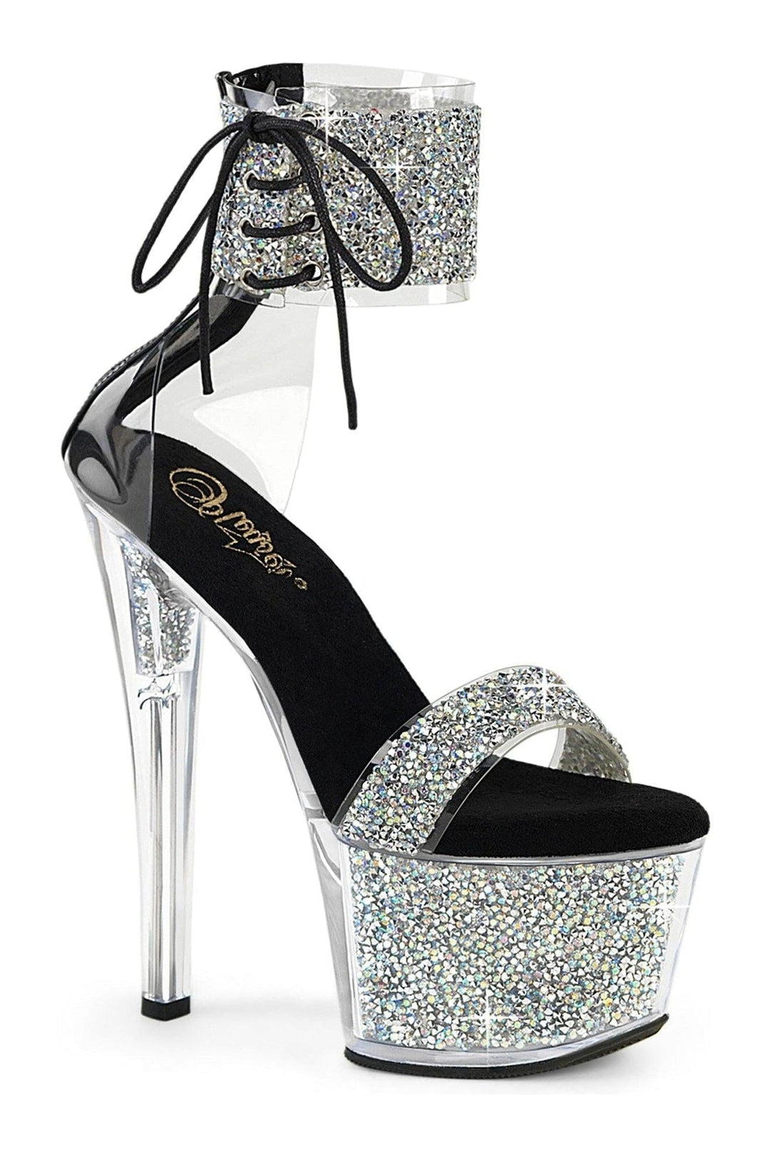 Pleaser SKY-327RSI Silver Vinyl Sandal in Silver Vinyl from SexyShoes.com