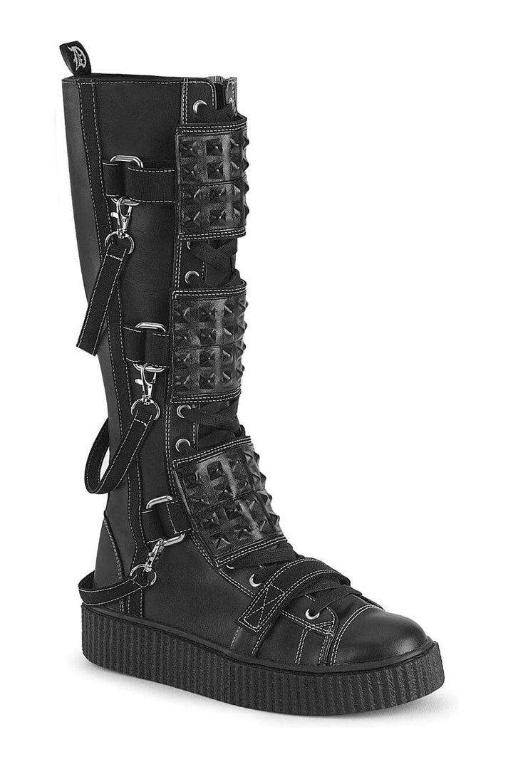 SNEEKER-410 Black Vegan Leather Knee Boot-Knee Boots-SEXYSHOES.COM
