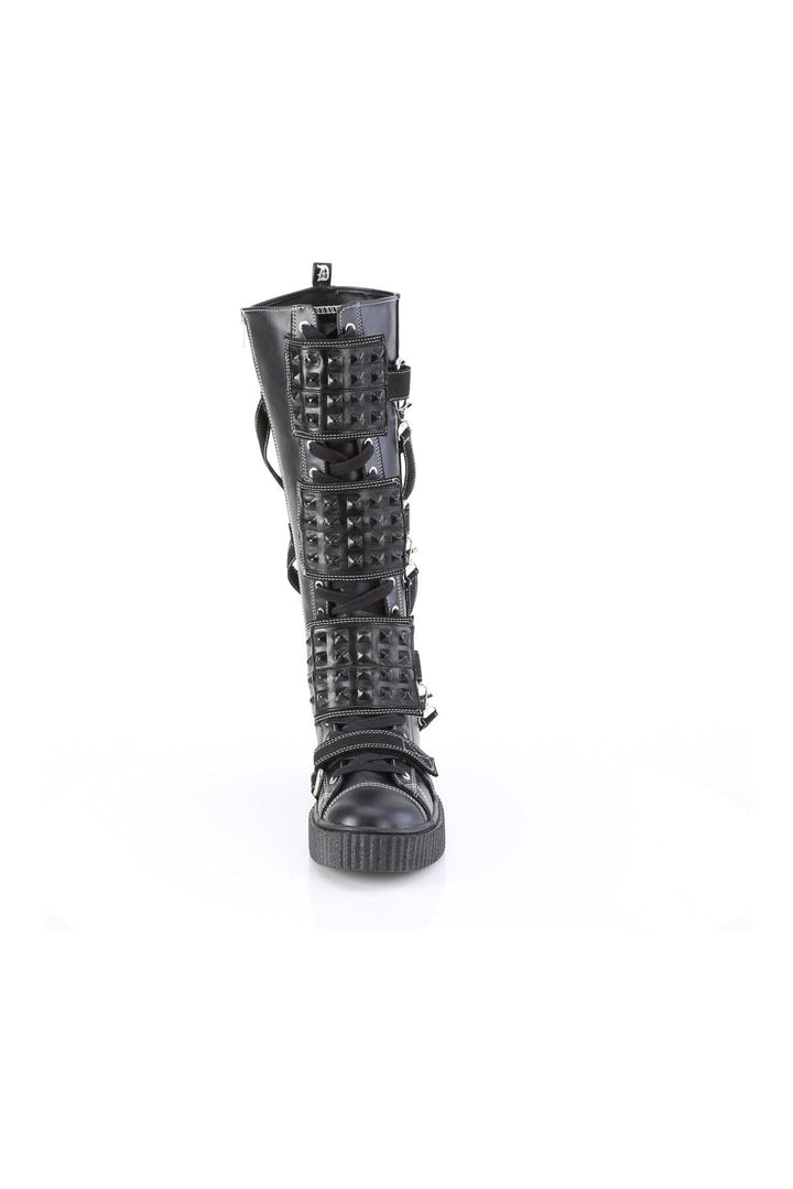 SNEEKER-410 Black Vegan Leather Knee Boot-Knee Boots-SEXYSHOES.COM