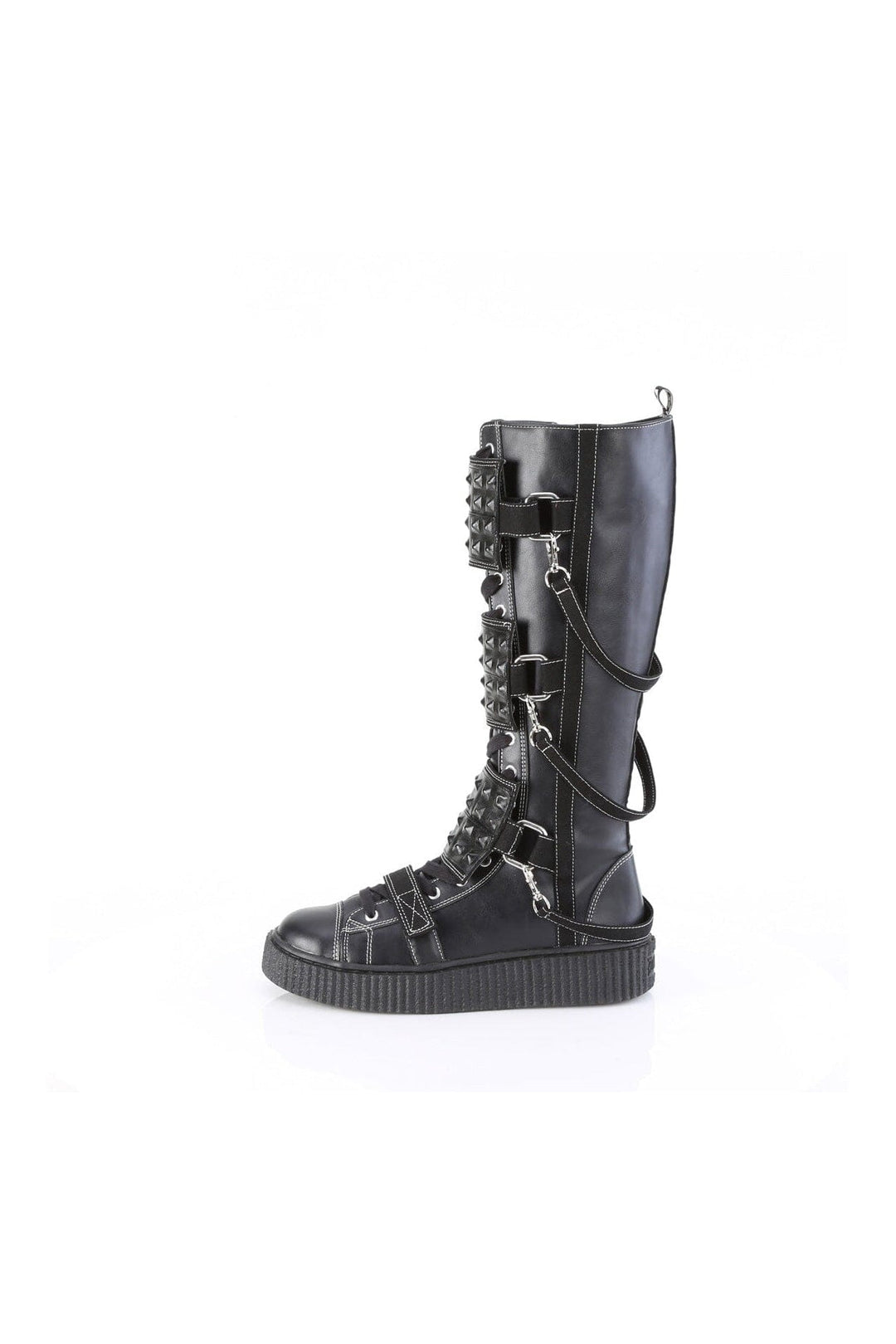 SNEEKER-410 Black Vegan Leather Knee Boot-Knee Boots-SEXYSHOES.COM