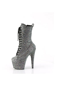 Pleaser ADORE-1040GR Black Glitter Ankle Boot in Black Glitter