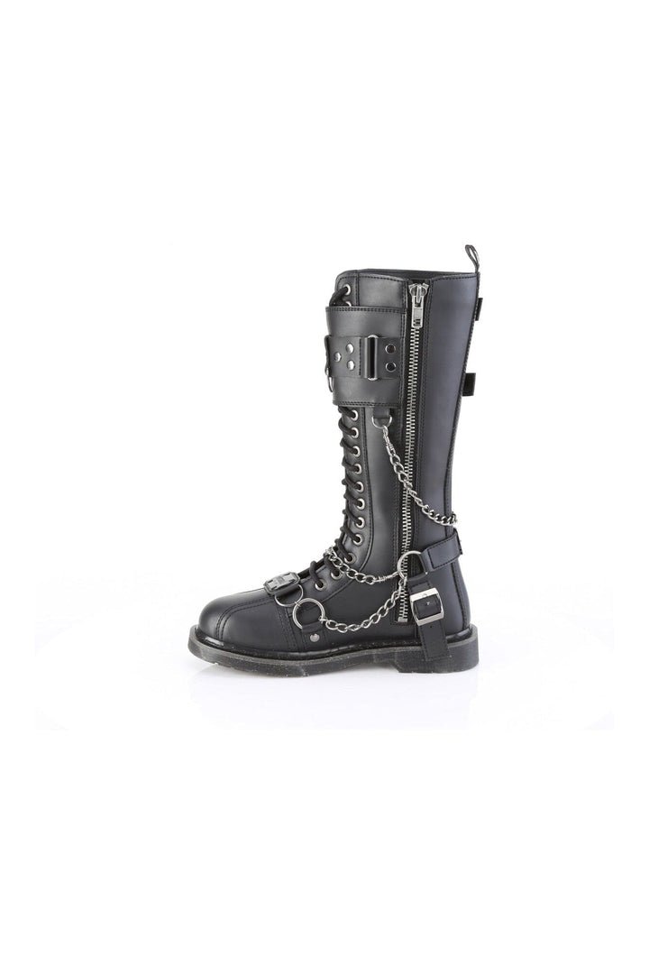 SS-BOLT-415 Black Vegan Leather Combat Boot-Footwear-SEXYSHOES.COM