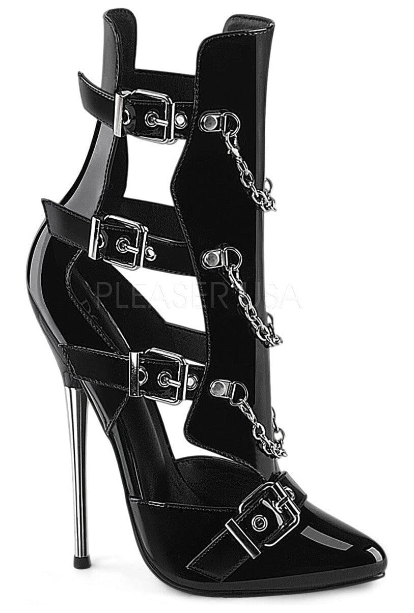 Pleaser Brand SS Devious DAGGER 15 Ankle Boot in Black Patent from SexyShoes.com