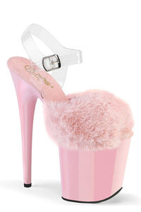 Pleaser Brand SS Pleaser FLAMINGO 808FUR Sandal in Pink Faux Fur from SexyShoes.com