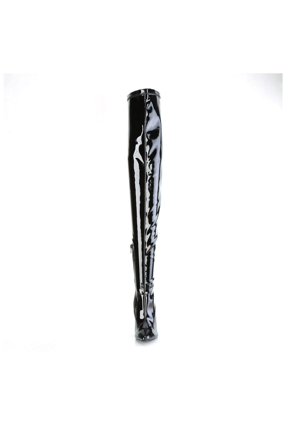 Pleaser SEDUCE-4000SLT Black Faux Leather Thigh Boot in Black Faux Leather