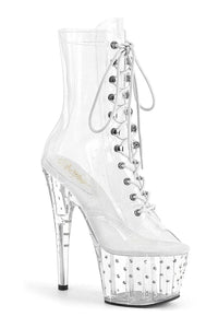 Pleaser STARDUST-1021C-7 Clear Vinyl Ankle Boot in Clear Vinyl from SexyShoes.com