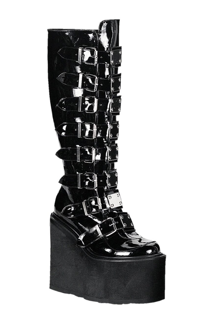 SWING-815 Black Patent Knee Boot-Knee Boots-SEXYSHOES.COM