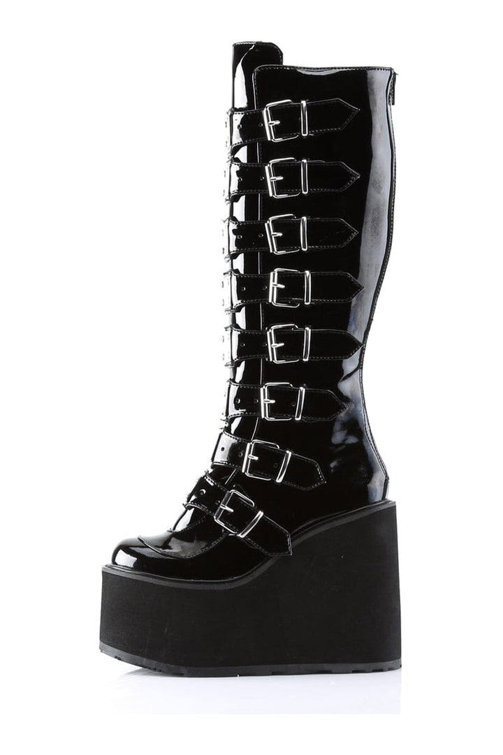 SWING-815 Black Patent Knee Boot-Knee Boots-SEXYSHOES.COM
