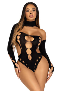Seamless Asymmetrical Cut Out Thong Back Bodysuit-Bodysuits-SEXYSHOES.COM
